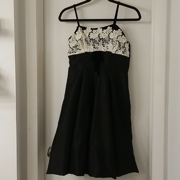 Vintage Hand Sewn Black Dress with Lace